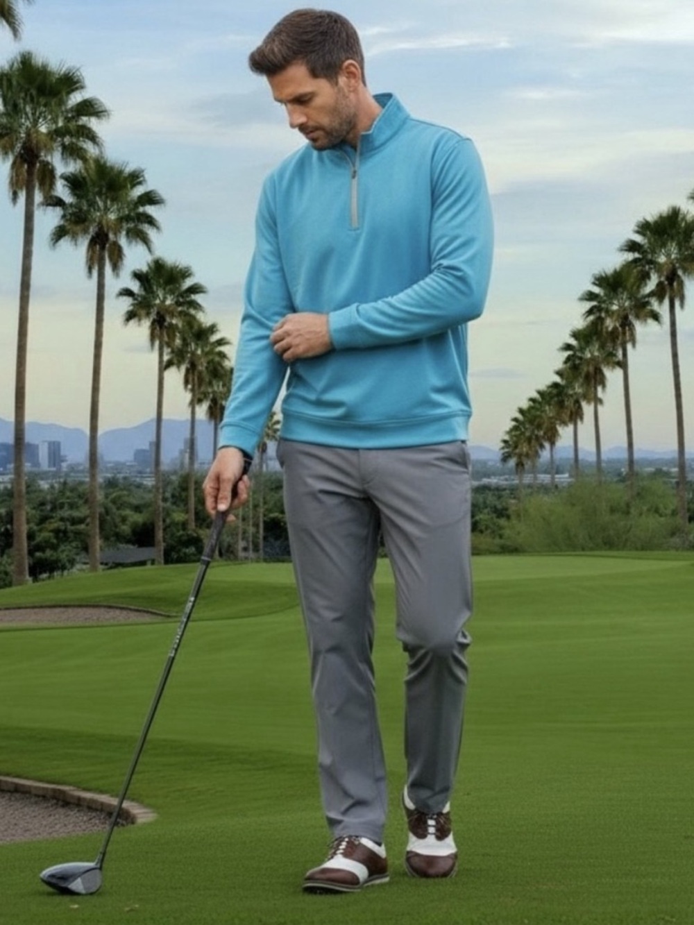 Peter Millar Golf 1/4 Zip Stretch Pullover Blue XXL Performance like new